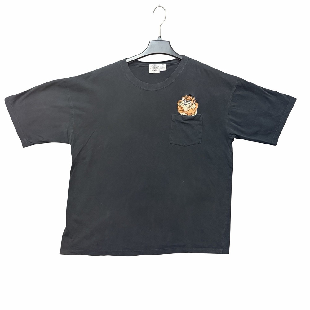 Acme‎ Looney Tunes Taz Pocket 90's T-Shirt Thrashed/Distressed Rugged XL Black